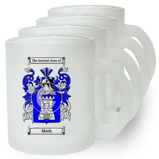 Moth Set of 4 Frosted Glass Mugs