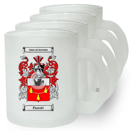 Parrott Set of 4 Frosted Glass Mugs