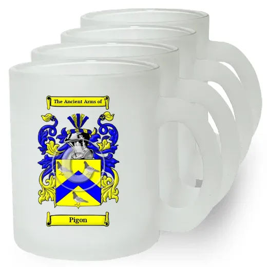 Pigon Set of 4 Frosted Glass Mugs