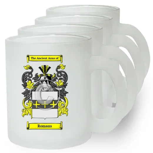 Romans Set of 4 Frosted Glass Mugs