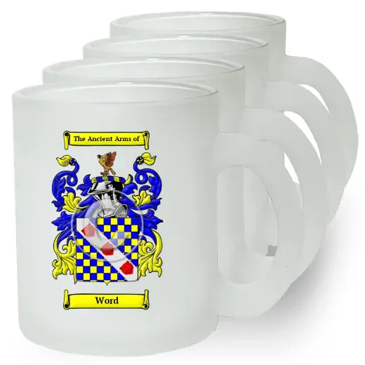 Word Set of 4 Frosted Glass Mugs