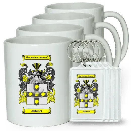 Abbinet Set of 4 Coffee Mugs and Keychains