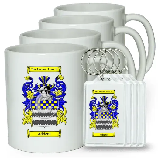 Adrient Set of 4 Coffee Mugs and Keychains