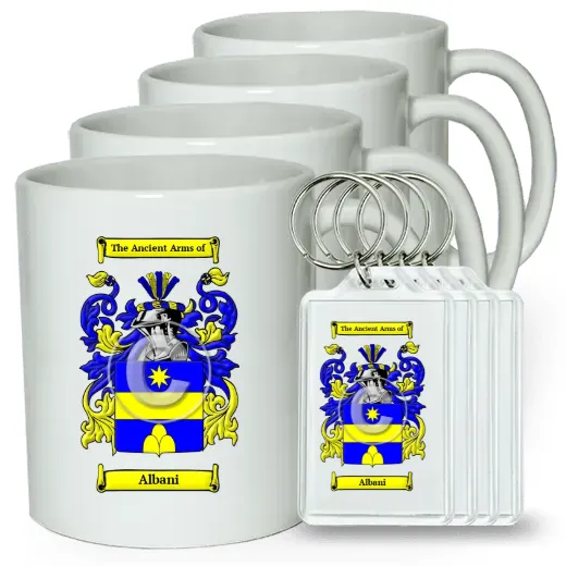 Albani Set of 4 Coffee Mugs and Keychains