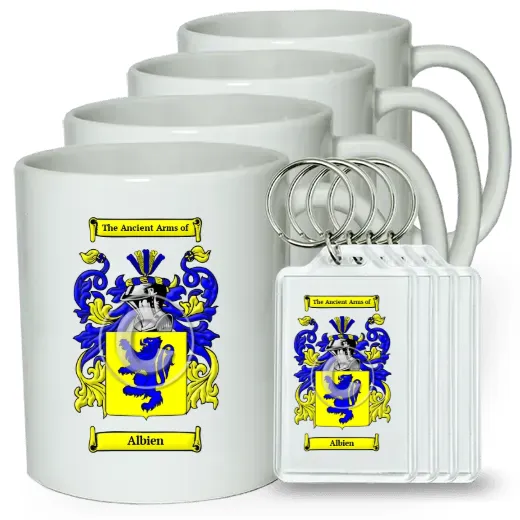 Albien Set of 4 Coffee Mugs and Keychains