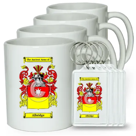 Albridge Set of 4 Coffee Mugs and Keychains