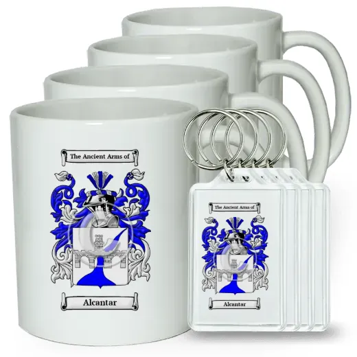Alcantar Set of 4 Coffee Mugs and Keychains