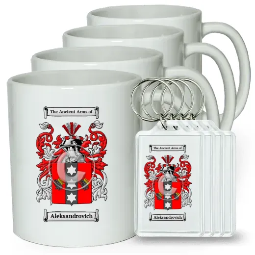 Aleksandrovich Set of 4 Coffee Mugs and Keychains