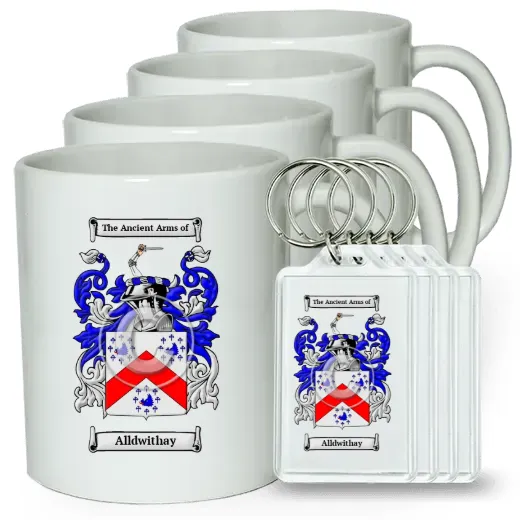Alldwithay Set of 4 Coffee Mugs and Keychains