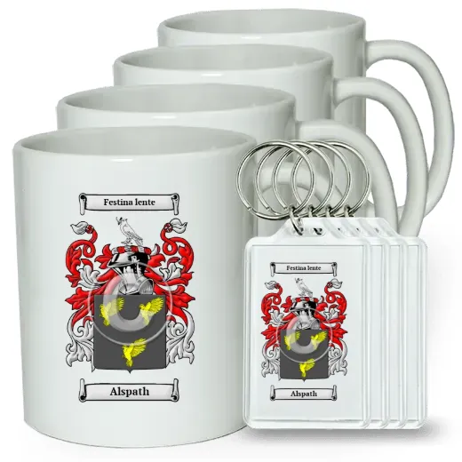 Alspath Set of 4 Coffee Mugs and Keychains