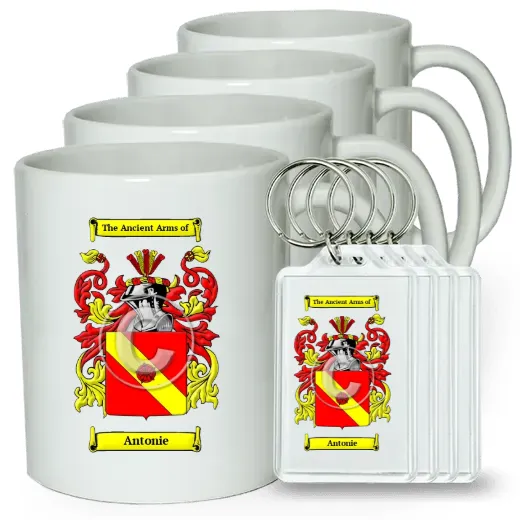 Antonie Set of 4 Coffee Mugs and Keychains
