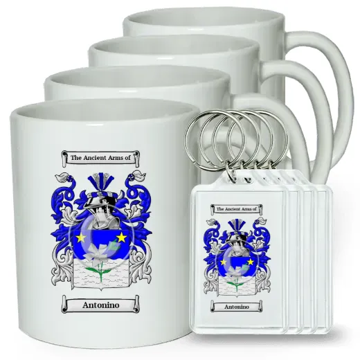Antonino Set of 4 Coffee Mugs and Keychains