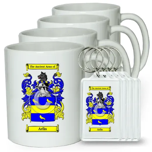 Arfin Set of 4 Coffee Mugs and Keychains
