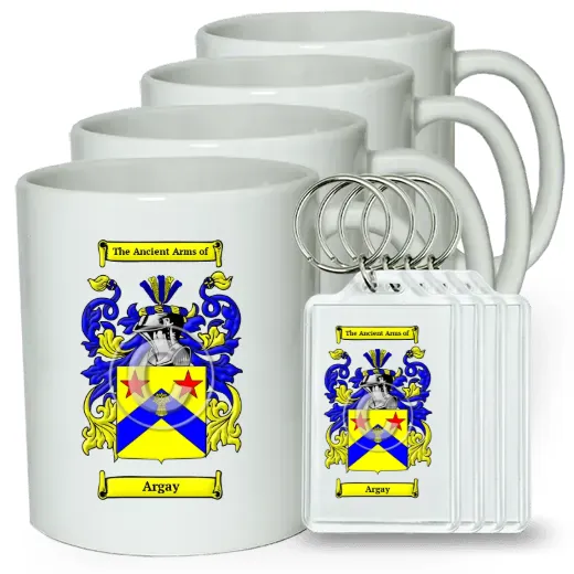 Argay Set of 4 Coffee Mugs and Keychains