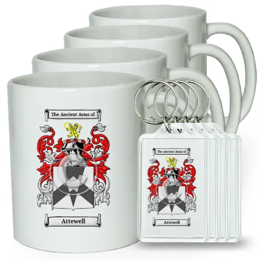 Attewell Set of 4 Coffee Mugs and Keychains