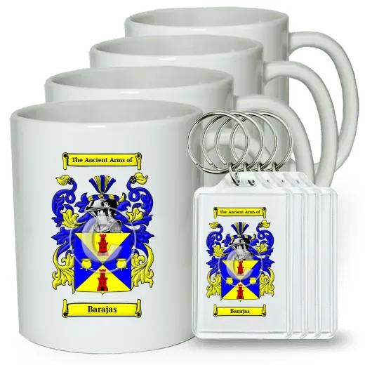 Barajas Set of 4 Coffee Mugs and Keychains