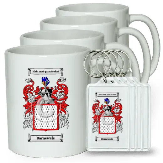 Barnewele Set of 4 Coffee Mugs and Keychains
