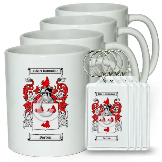 Barton Set of 4 Coffee Mugs and Keychains