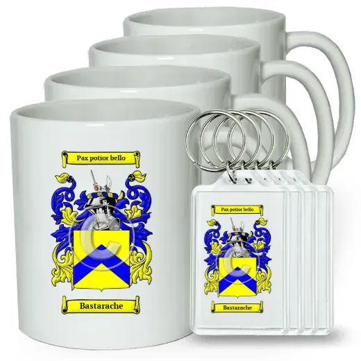 Bastarache Set of 4 Coffee Mugs and Keychains