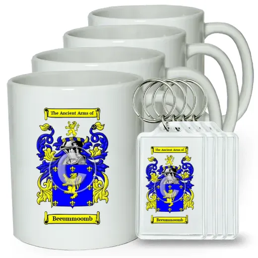 Beeummoomb Set of 4 Coffee Mugs and Keychains