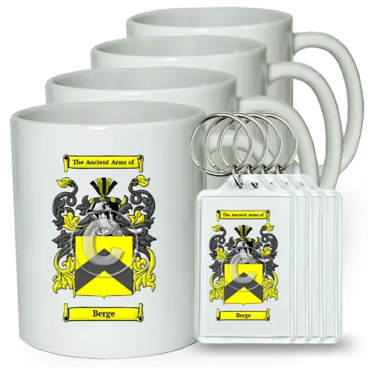 Berge Set of 4 Coffee Mugs and Keychains