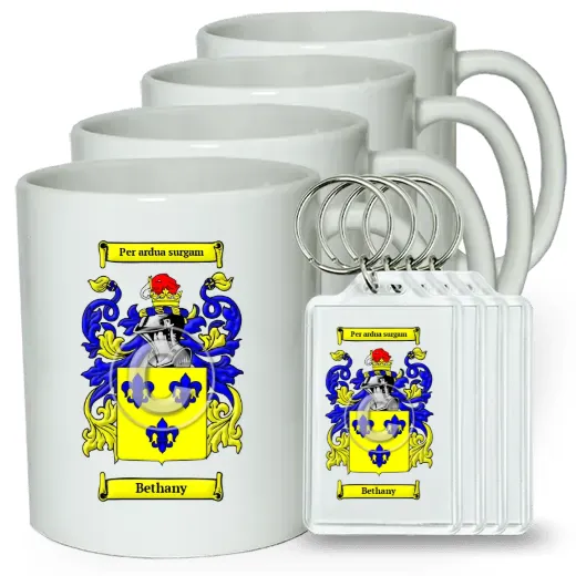 Bethany Set of 4 Coffee Mugs and Keychains