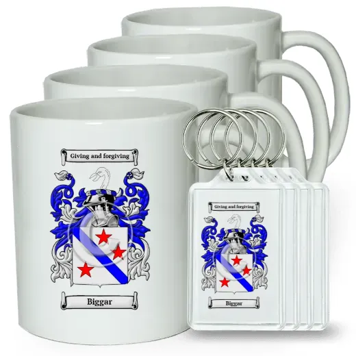 Biggar Set of 4 Coffee Mugs and Keychains
