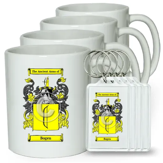 Bogen Set of 4 Coffee Mugs and Keychains