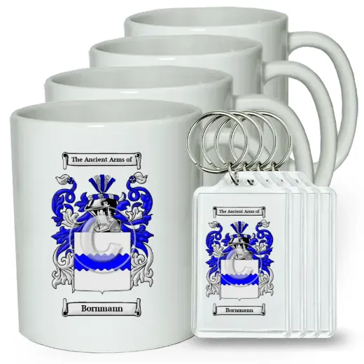 Bornmann Set of 4 Coffee Mugs and Keychains