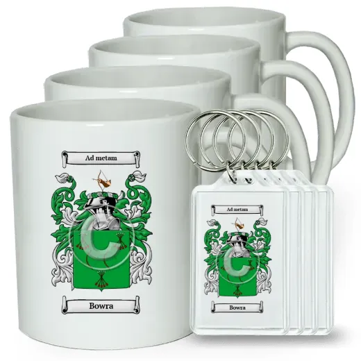 Bowra Set of 4 Coffee Mugs and Keychains