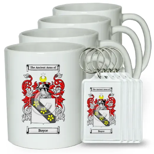 Boyce Set of 4 Coffee Mugs and Keychains