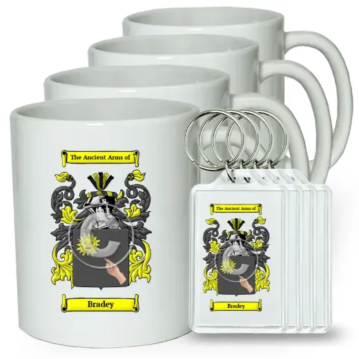Bradey Set of 4 Coffee Mugs and Keychains