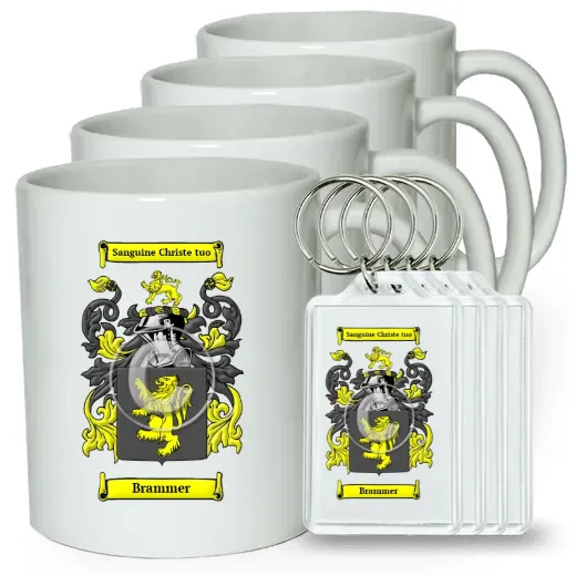 Brammer Set of 4 Coffee Mugs and Keychains
