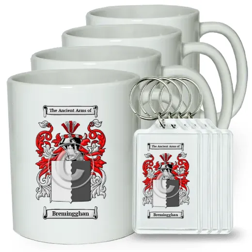 Bremingghan Set of 4 Coffee Mugs and Keychains