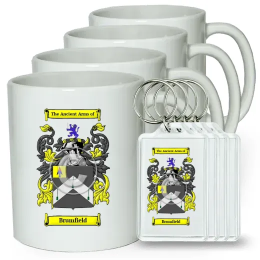 Brumfield Set of 4 Coffee Mugs and Keychains