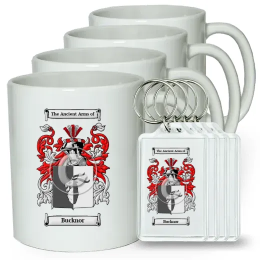 Bucknor Set of 4 Coffee Mugs and Keychains