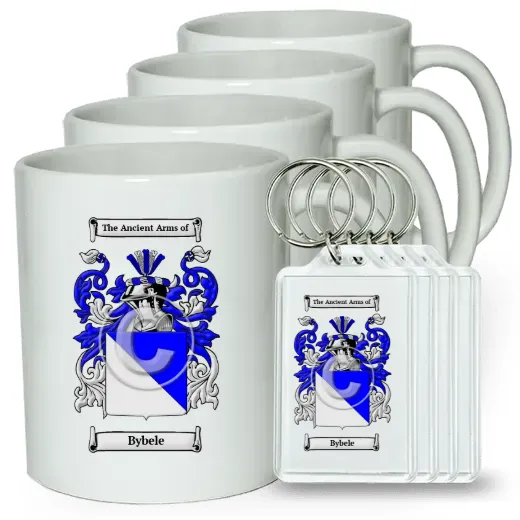 Bybele Set of 4 Coffee Mugs and Keychains