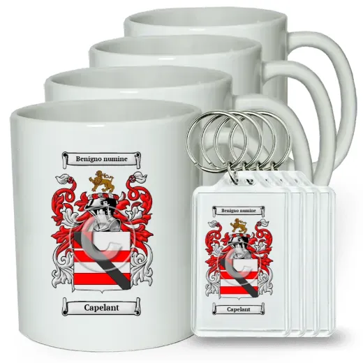 Capelant Set of 4 Coffee Mugs and Keychains