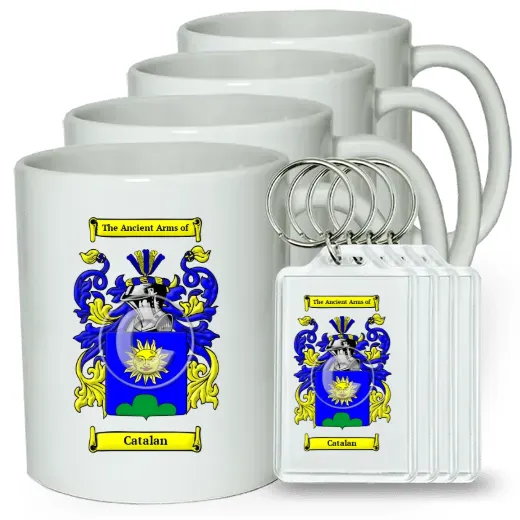 Catalan Set of 4 Coffee Mugs and Keychains