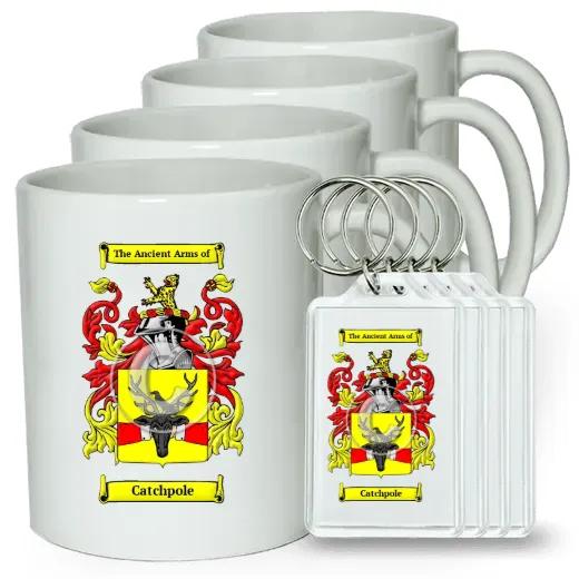Catchpole Set of 4 Coffee Mugs and Keychains