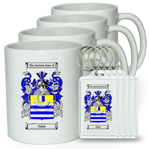Cera Set of 4 Coffee Mugs and Keychains