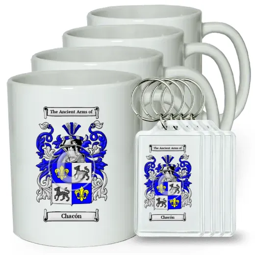 Chacón Set of 4 Coffee Mugs and Keychains