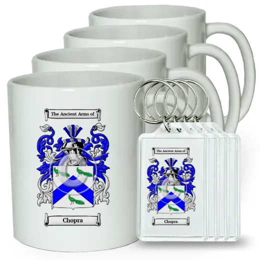 Chopra Set of 4 Coffee Mugs and Keychains