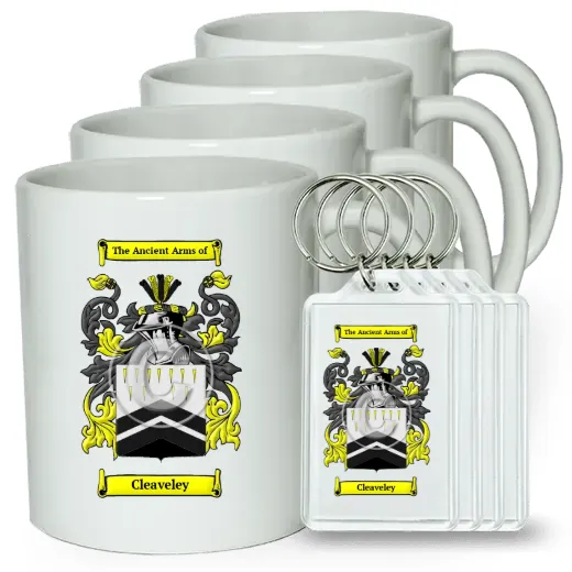 Cleaveley Set of 4 Coffee Mugs and Keychains