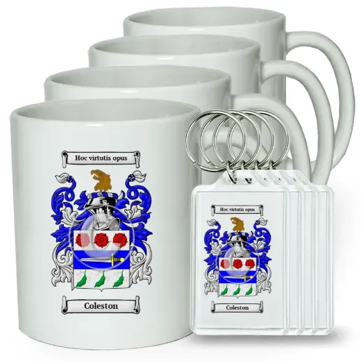 Coleston Set of 4 Coffee Mugs and Keychains