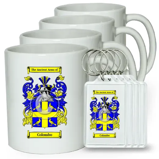 Colombo Set of 4 Coffee Mugs and Keychains