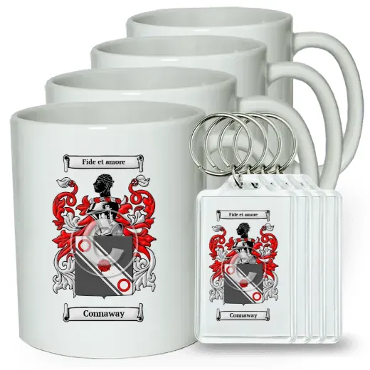 Connaway Set of 4 Coffee Mugs and Keychains