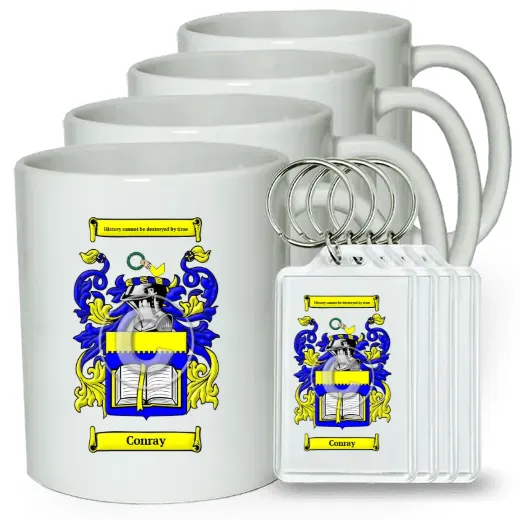 Conray Set of 4 Coffee Mugs and Keychains