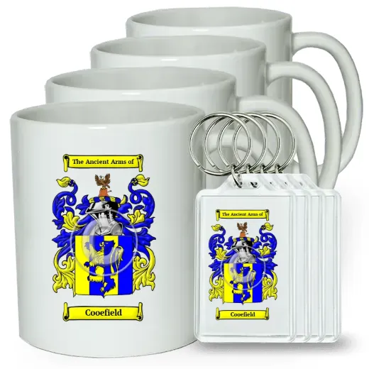 Cooefield Set of 4 Coffee Mugs and Keychains