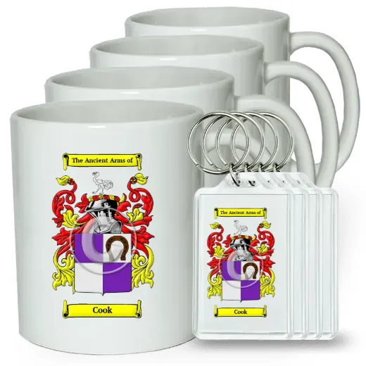 Cook Set of 4 Coffee Mugs and Keychains